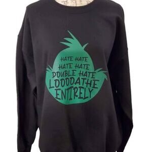 Grinch Sweatshirt - Hate Loathe Funny Black Green - Large